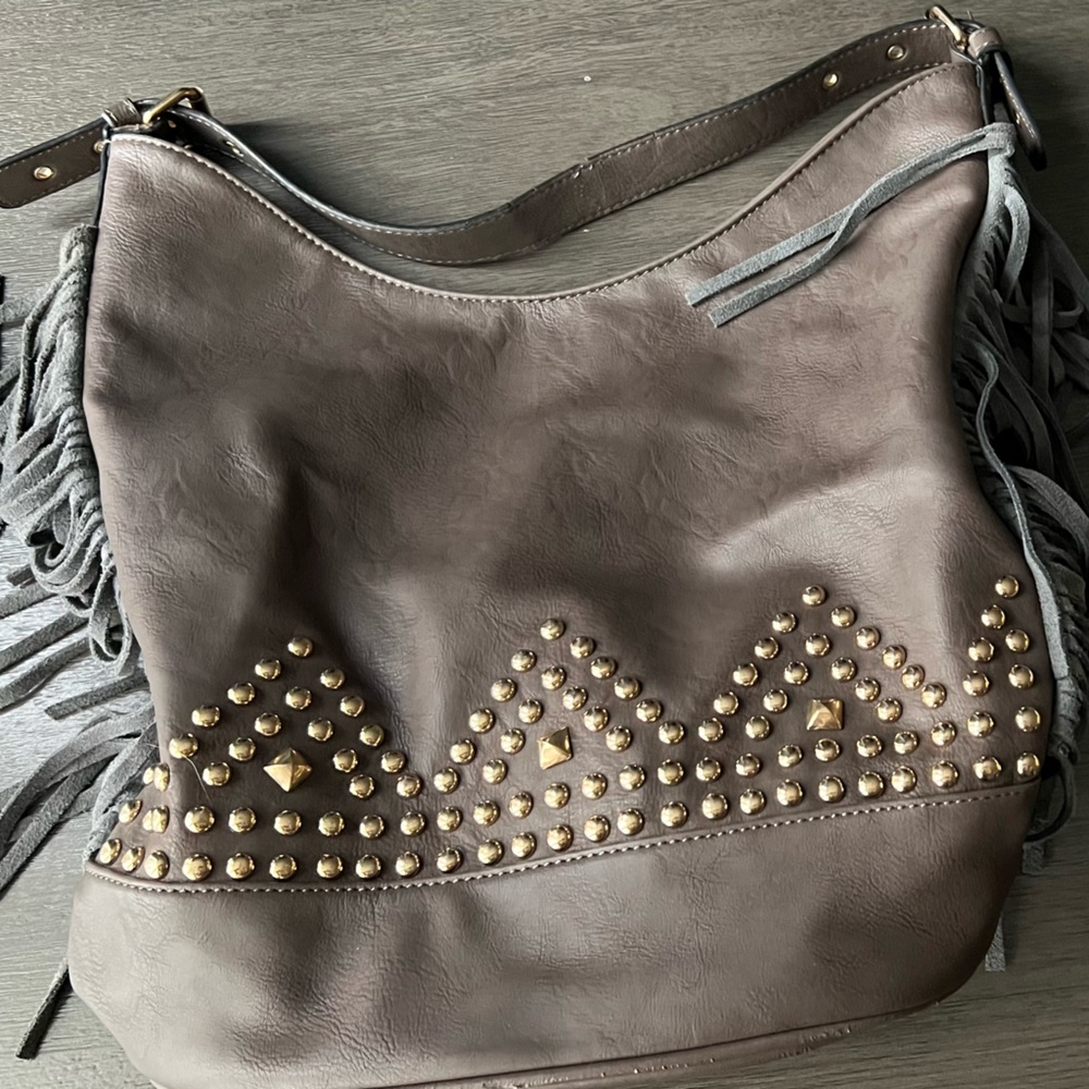 Bucket faux leather Fringe bag